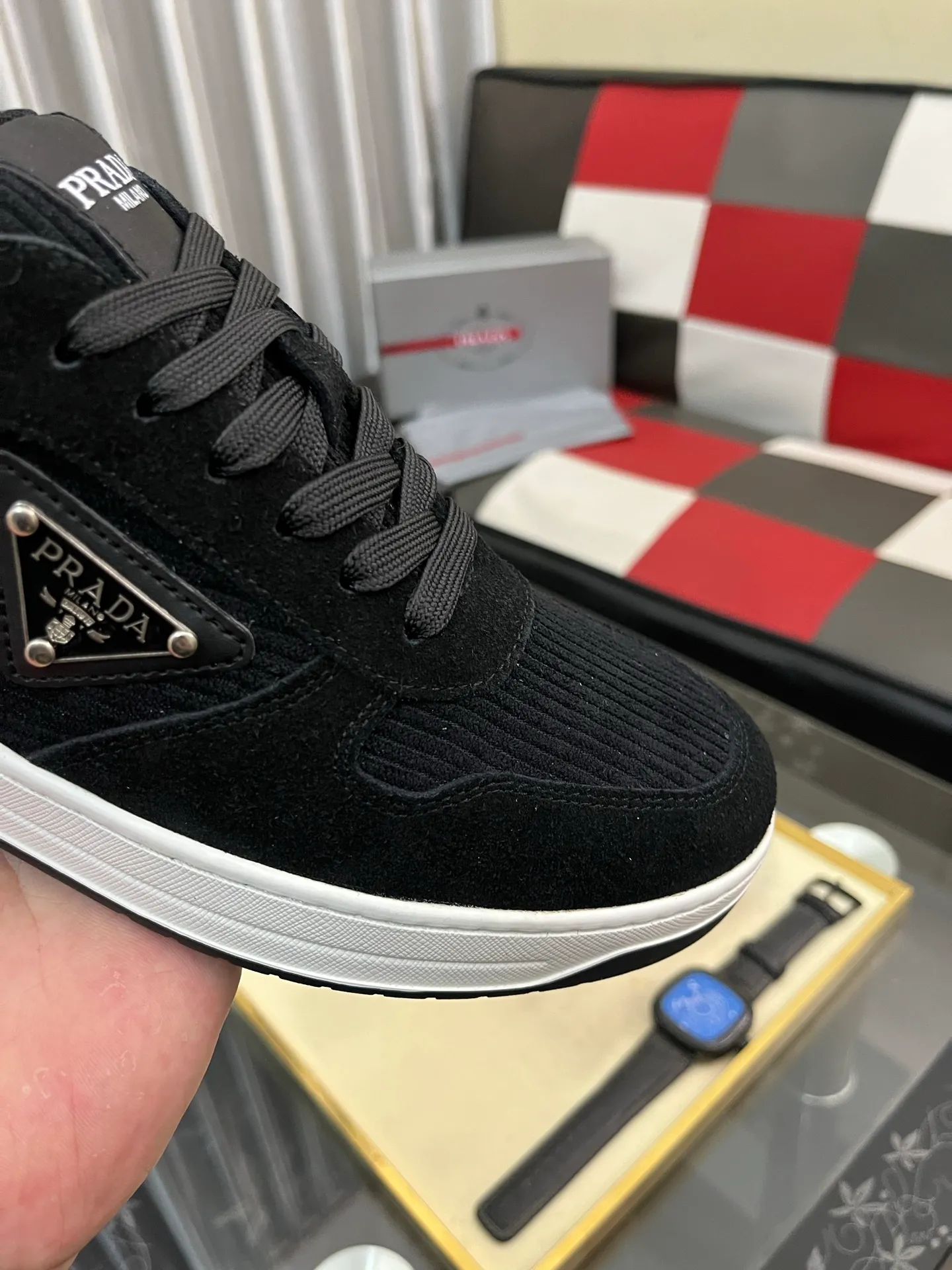 Men's shoes 💰380⌚️⌚️【PRADA】Prada casual shoes, originally developed 1:1, made of high-mercerized cowhide with imported cowhide, silk sheepskin lining, rubber outsole, comfortable and soft on the foot, size: 38-444️⃣Colors available